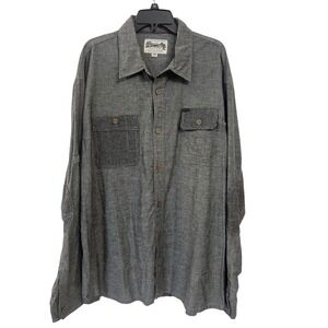 Parish Nation Mens 3XL Charcoal Grey Speckled Button Up Shirt Elbow Patches